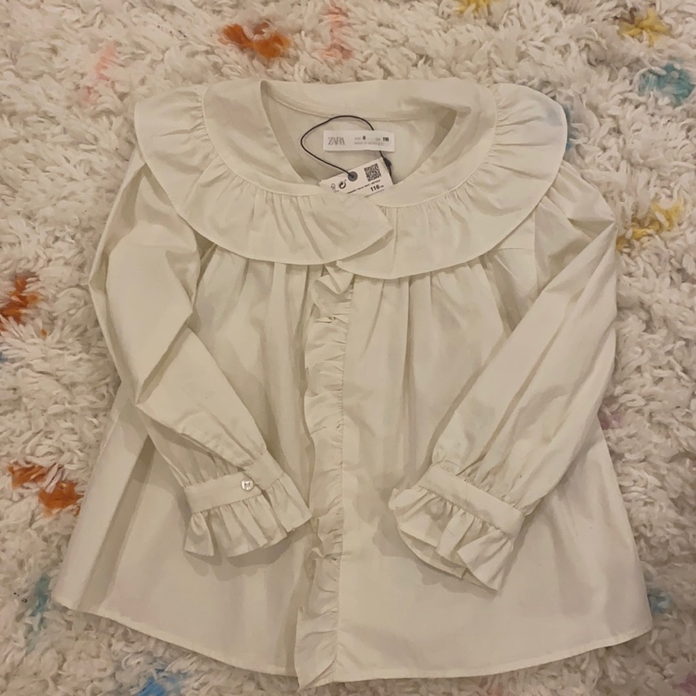 Zara NWT White Peter Pan Collar Blouse - 6